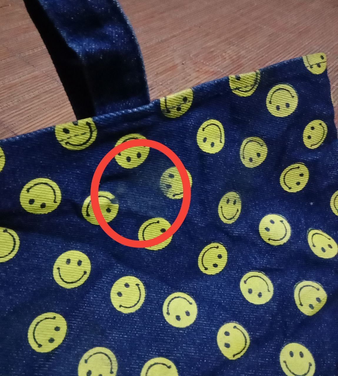 Japanese Brand × Vintage Vintage Smiley Face Full Printed Denim Tote Bag Size ONE SIZE - 6 Thumbnail
