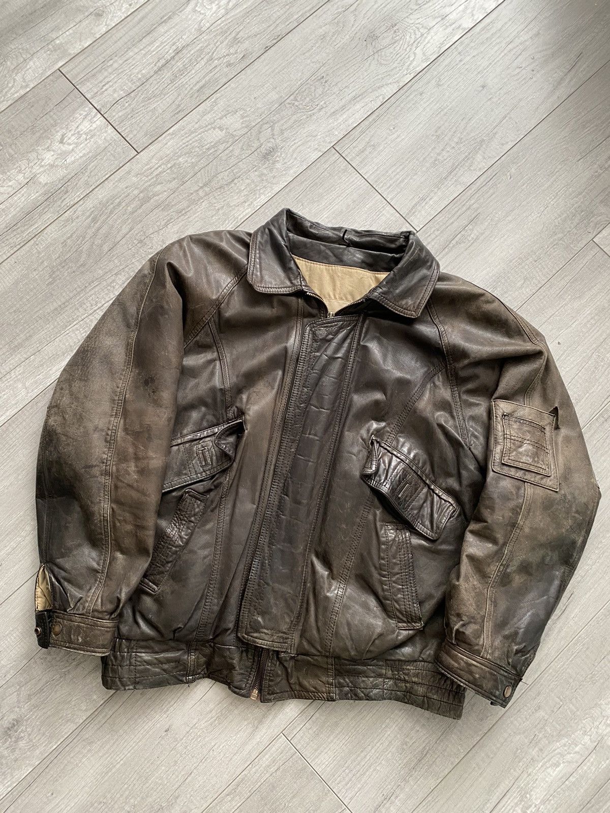 Vintage Vintage 80s 90s Bellissimo Brown Bomber Leather Jacket Size US L / EU 52-54 / 3 - 16 Thumbnail