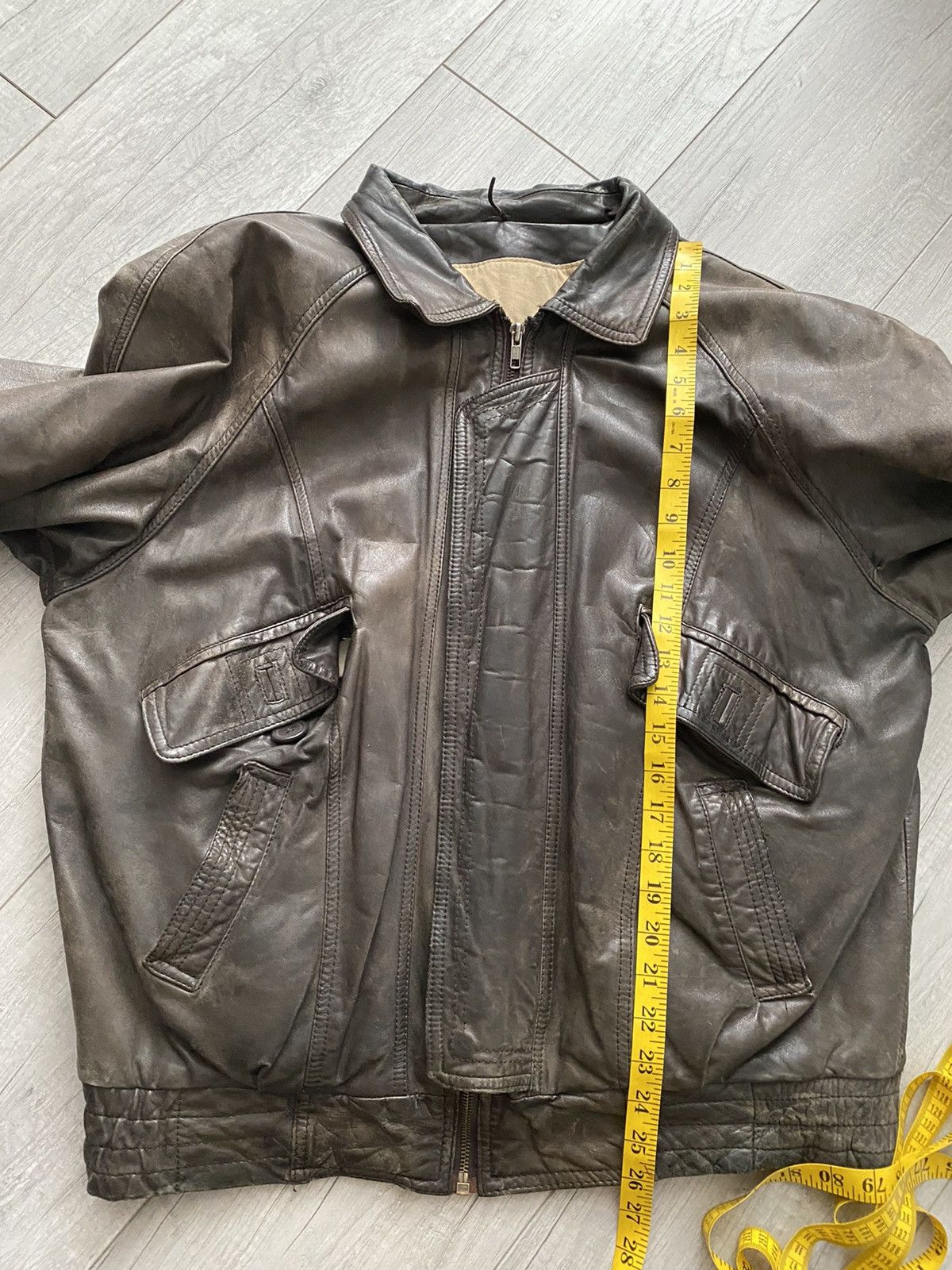 Vintage Vintage 80s 90s Bellissimo Brown Bomber Leather Jacket Size US L / EU 52-54 / 3 - 12 Thumbnail