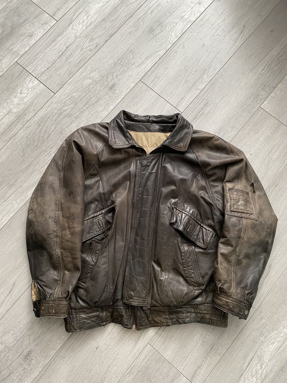Vintage Vintage 80s 90s Bellissimo Brown Bomber Leather Jacket Size US L / EU 52-54 / 3 - 2 Thumbnail