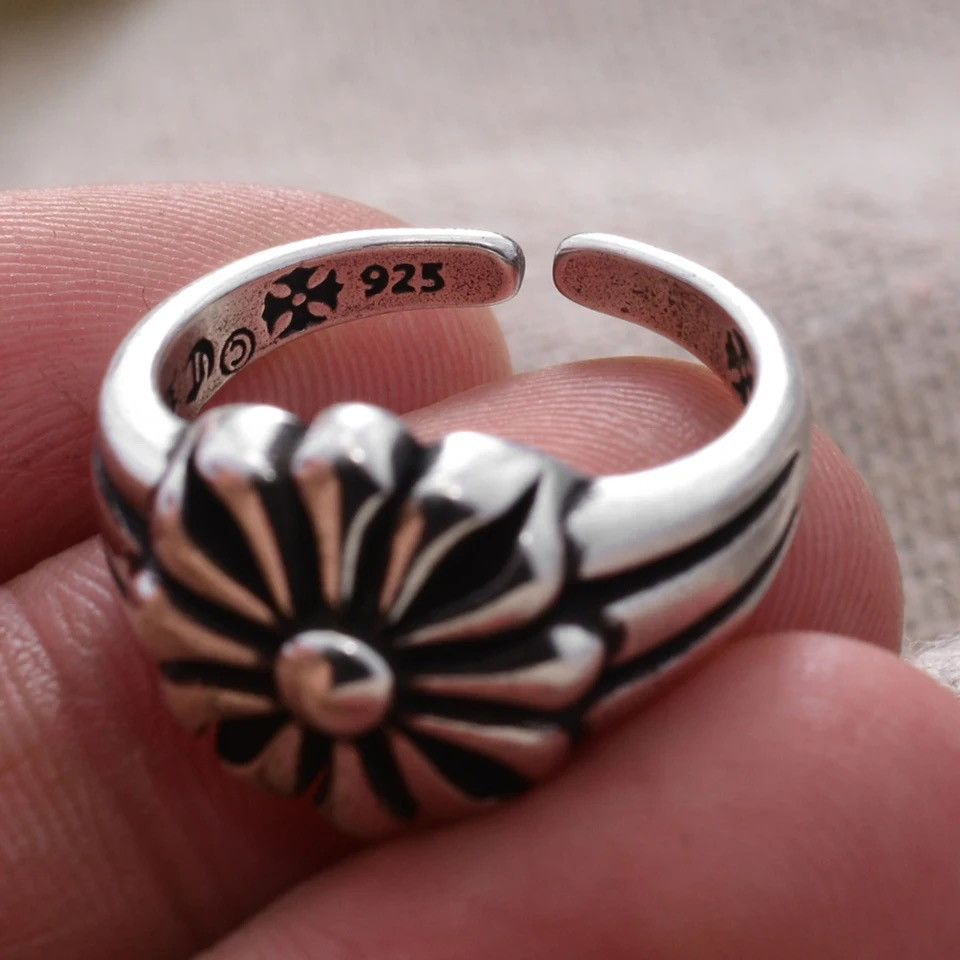 Jewelry × Vintage Elegant Sunflower Sterling Silver Adjustable Ring Size ONE SIZE - 5 Thumbnail