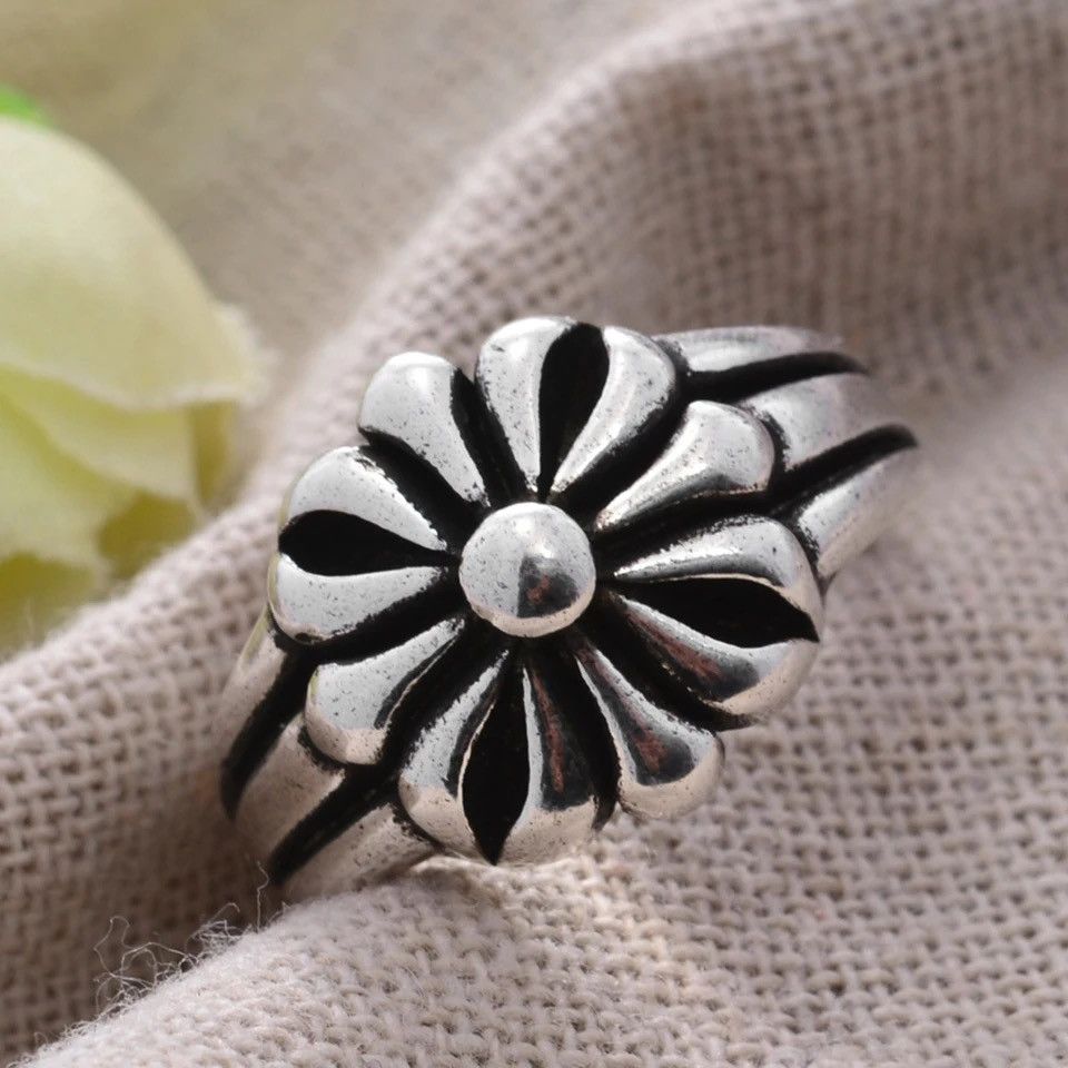 Jewelry × Vintage Elegant Sunflower Sterling Silver Adjustable Ring Size ONE SIZE - 3 Thumbnail