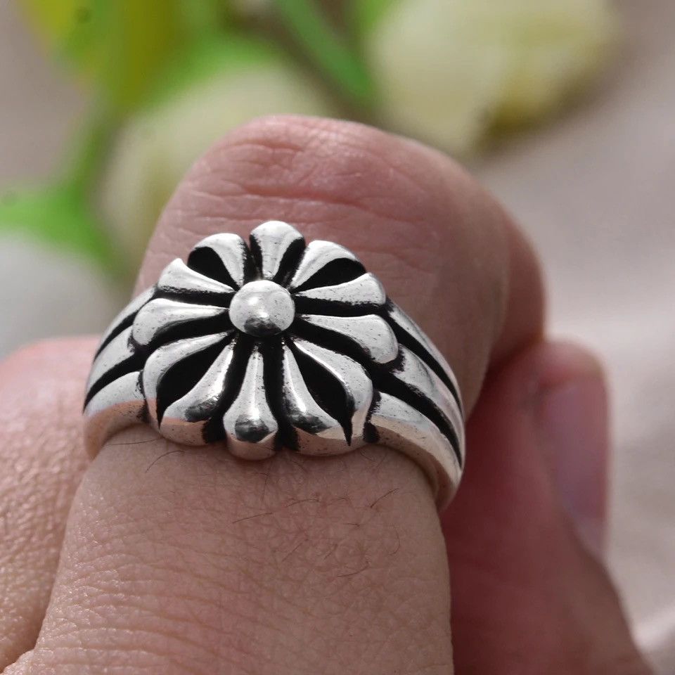 Jewelry × Vintage Elegant Sunflower Sterling Silver Adjustable Ring Size ONE SIZE - 4 Thumbnail