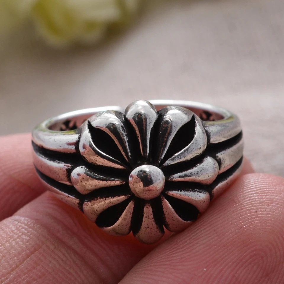 Jewelry × Vintage Elegant Sunflower Sterling Silver Adjustable Ring Size ONE SIZE - 6 Thumbnail