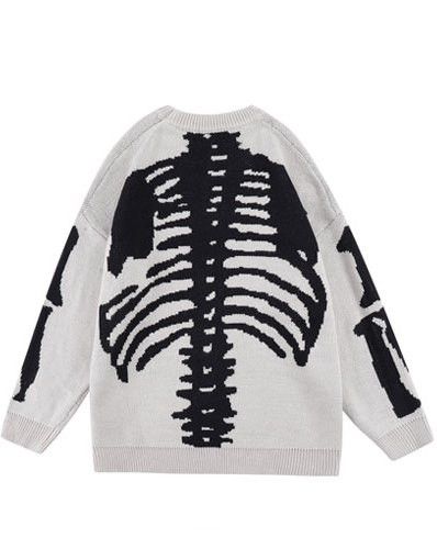 Vintage Y2K Grunge Skull Skeleton Bones Sweater