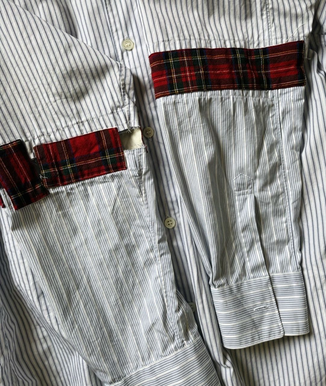 Comme des Garcons SHIRT COMME DES GARCONS SHIRT 16AW STRIPE SHIRT WITH WOOL PATCHES Size US S / EU 44-46 / 1 - 10 Thumbnail