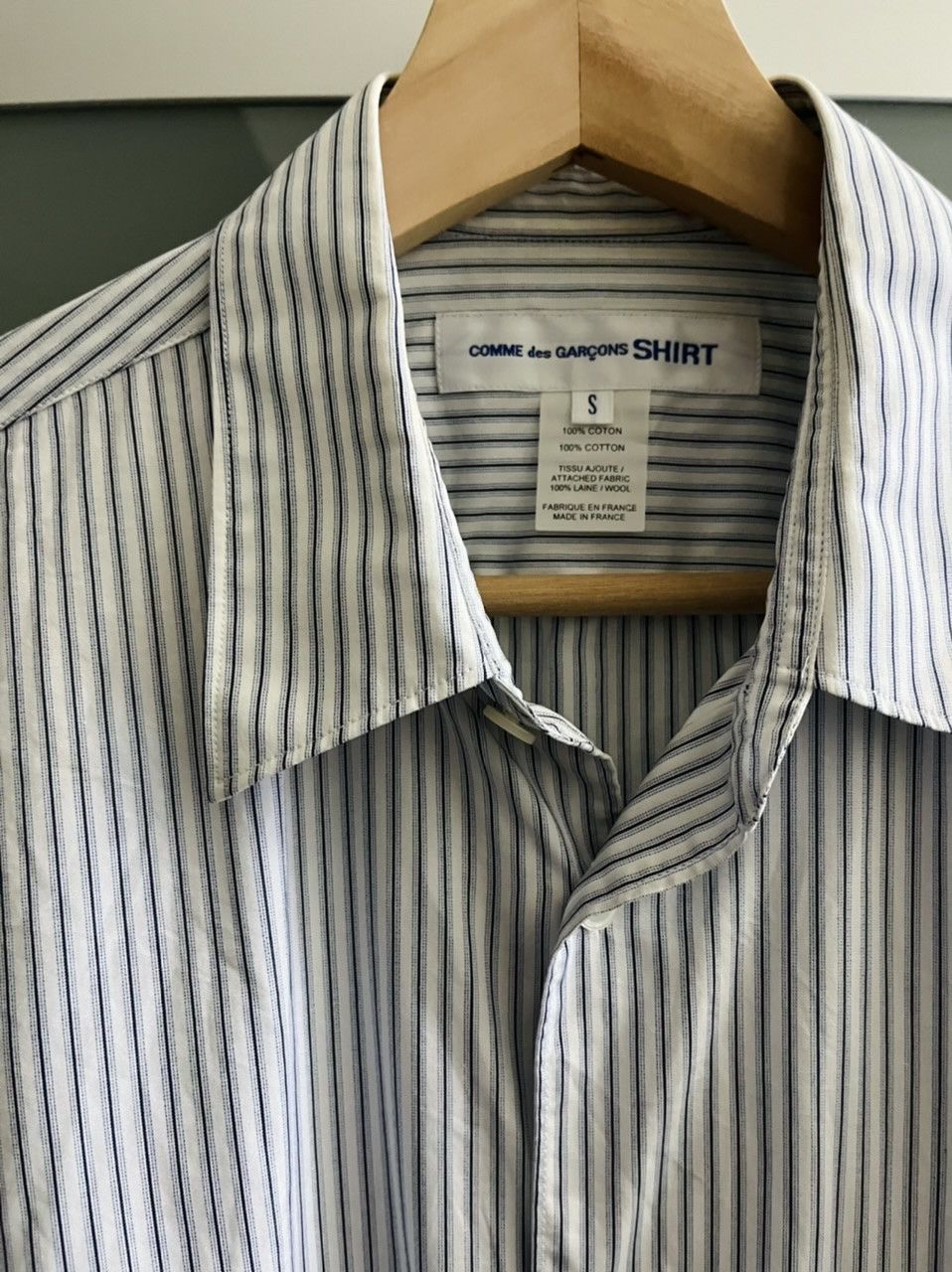 Comme des Garcons SHIRT COMME DES GARCONS SHIRT 16AW STRIPE SHIRT WITH WOOL PATCHES Size US S / EU 44-46 / 1 - 3 Thumbnail