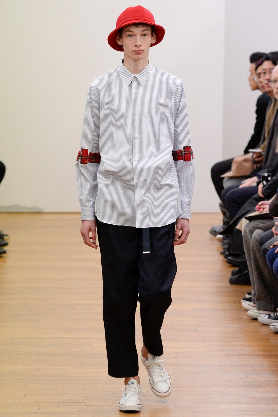 Comme des Garcons SHIRT COMME DES GARCONS SHIRT 16AW STRIPE SHIRT WITH WOOL PATCHES Size US S / EU 44-46 / 1 - 2 Thumbnail