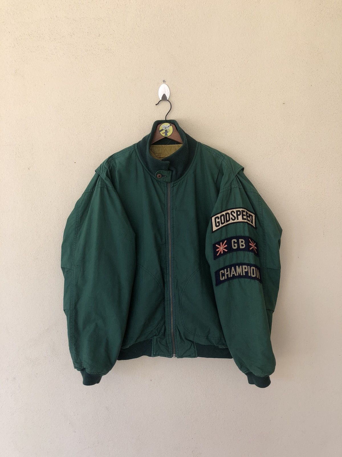 image of Vintage Godspeed Gb Champion Racing Bomber Jacket in Green, Men's (Size Large)
