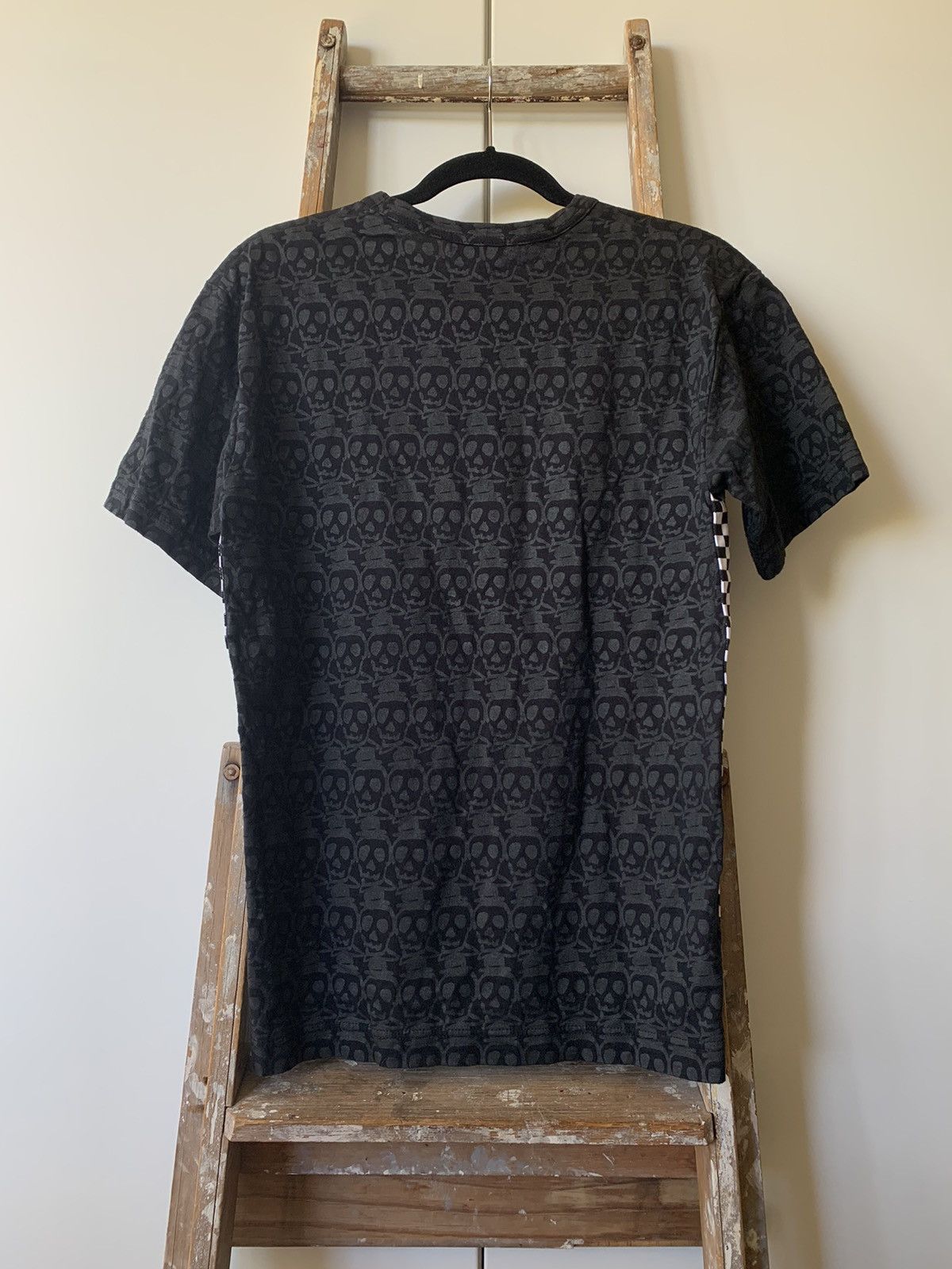 Comme des Garcons Homme Plus COMME DES GARÇONS SKULL PRINT CHEQUERED SIDE T - SHIRT Size US M / EU 48-50 / 2 - 2 Thumbnail