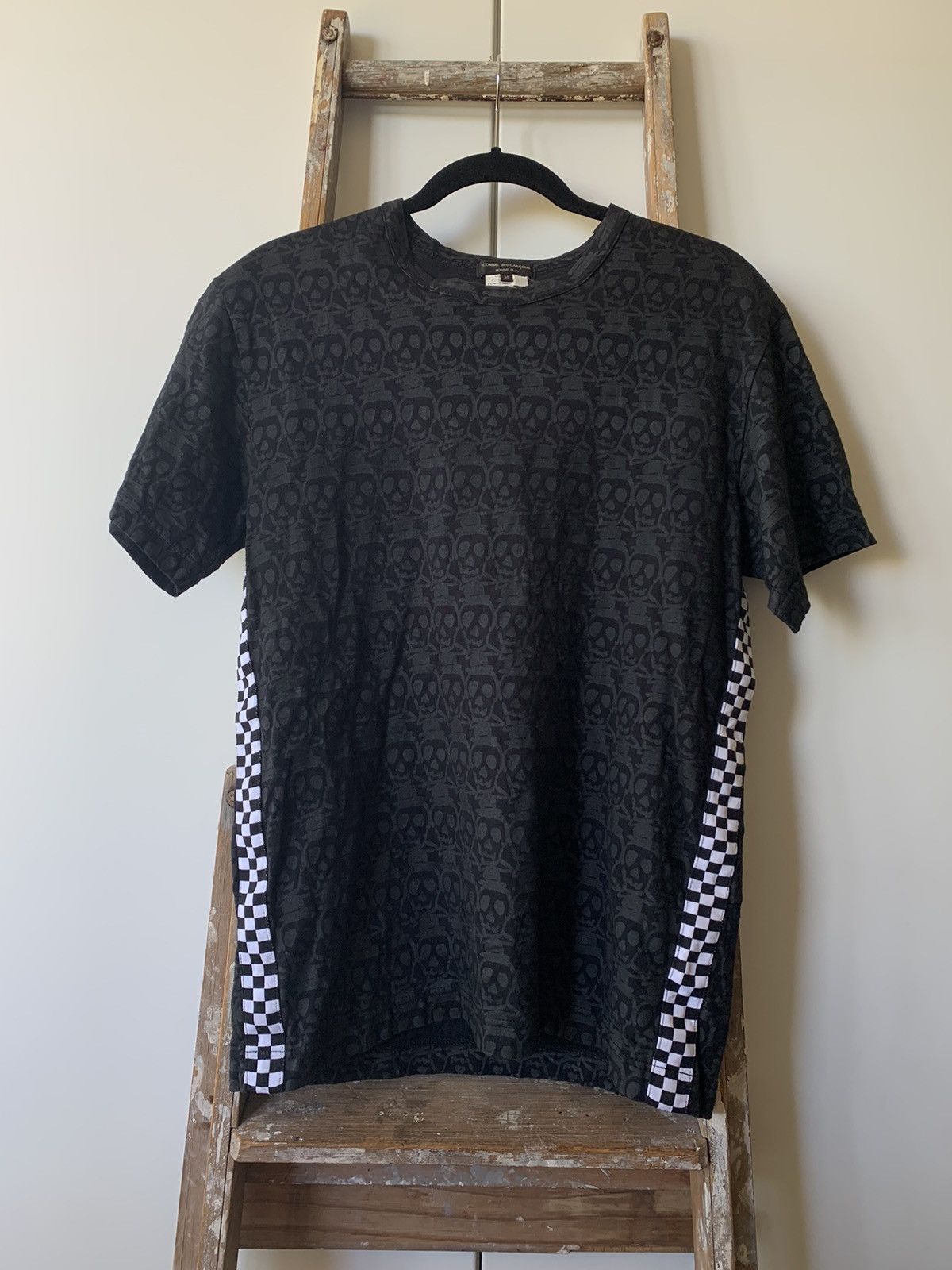 Comme des Garcons Homme Plus COMME DES GARÇONS SKULL PRINT CHEQUERED SIDE T - SHIRT Size US M / EU 48-50 / 2 - 1 Thumbnail