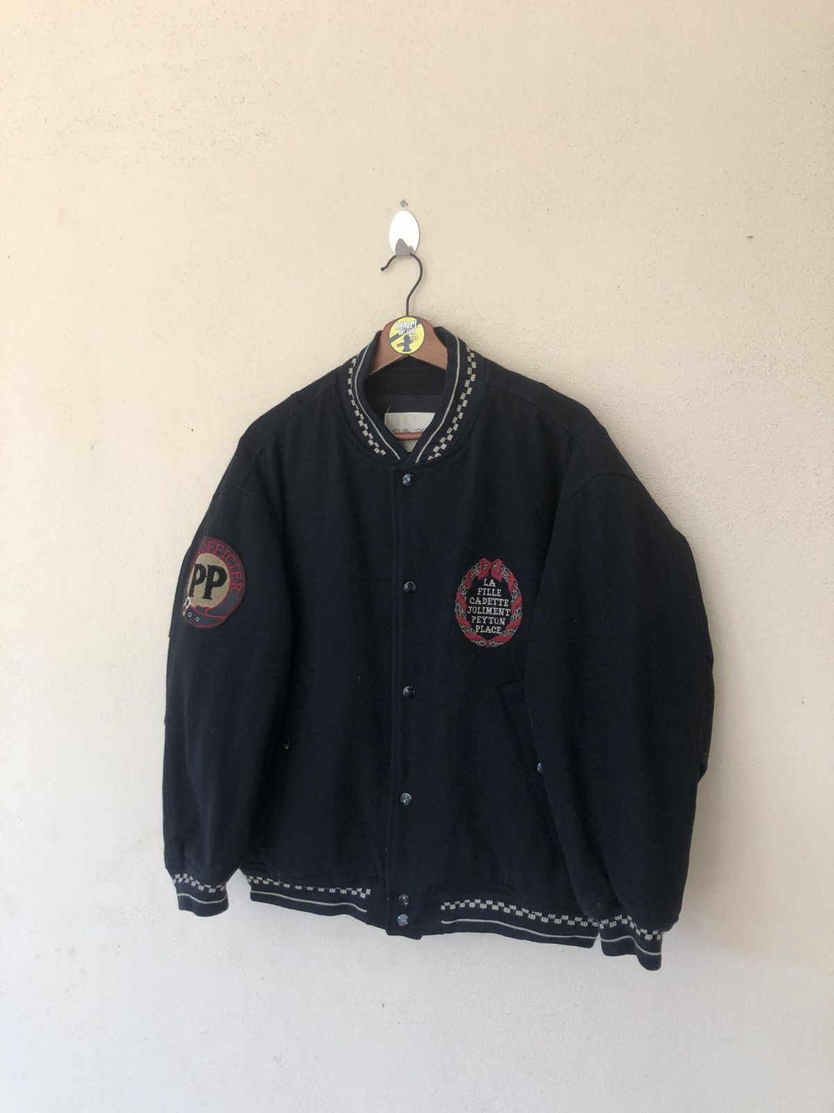 Japanese Brand Vintage Peyton Place/PPFM Black Wool Varsity Size US M / EU 48-50 / 2 - 3 Thumbnail