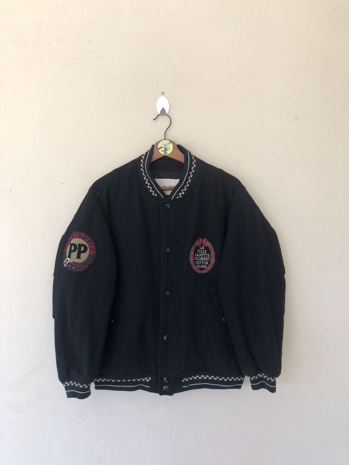 Japanese Brand Vintage Peyton Place/PPFM Black Wool Varsity Size US M / EU 48-50 / 2 - 2 Thumbnail