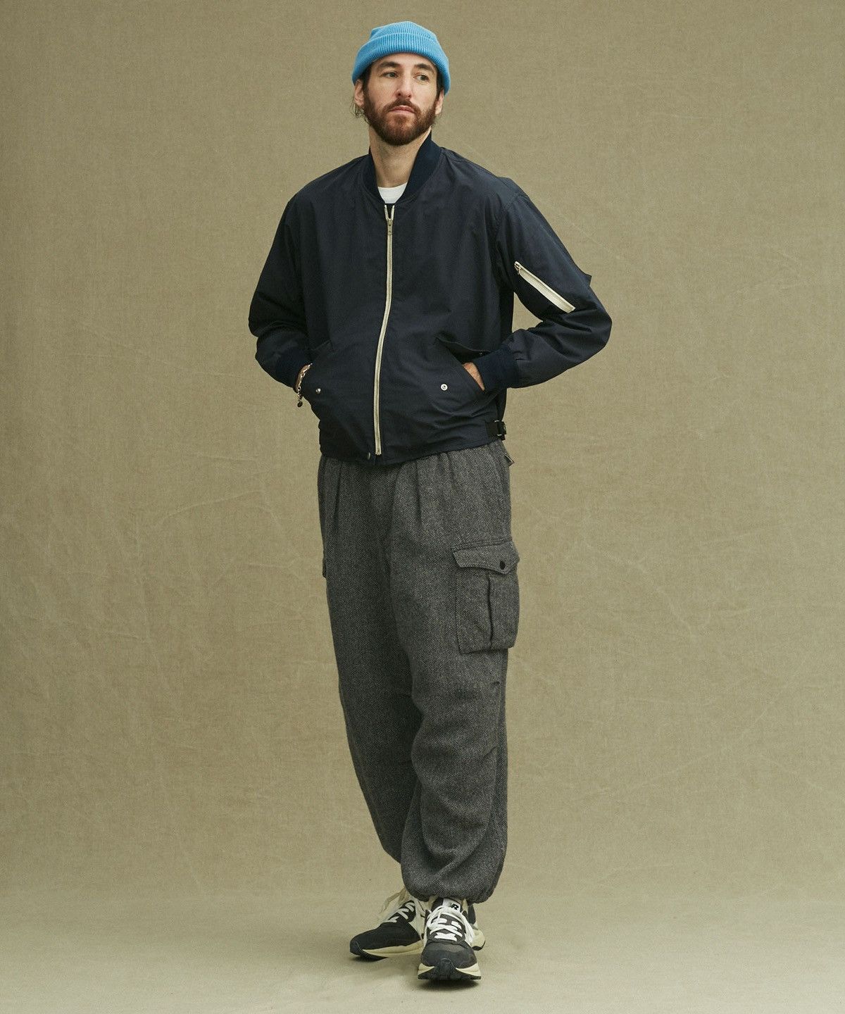 image of Men’S Nano Universe Herringbone Wide Cargo Pants Size Jpn L in Grey, Men's