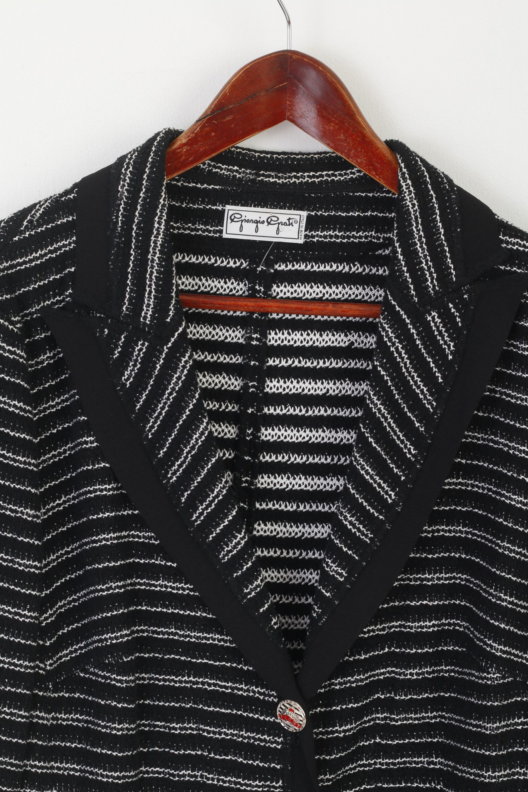 Vintage Giorgio Grati Women 52 XL Cardigan Black Striped 9642 Size XL / US 12-14 / IT 48-50 - 3 Thumbnail
