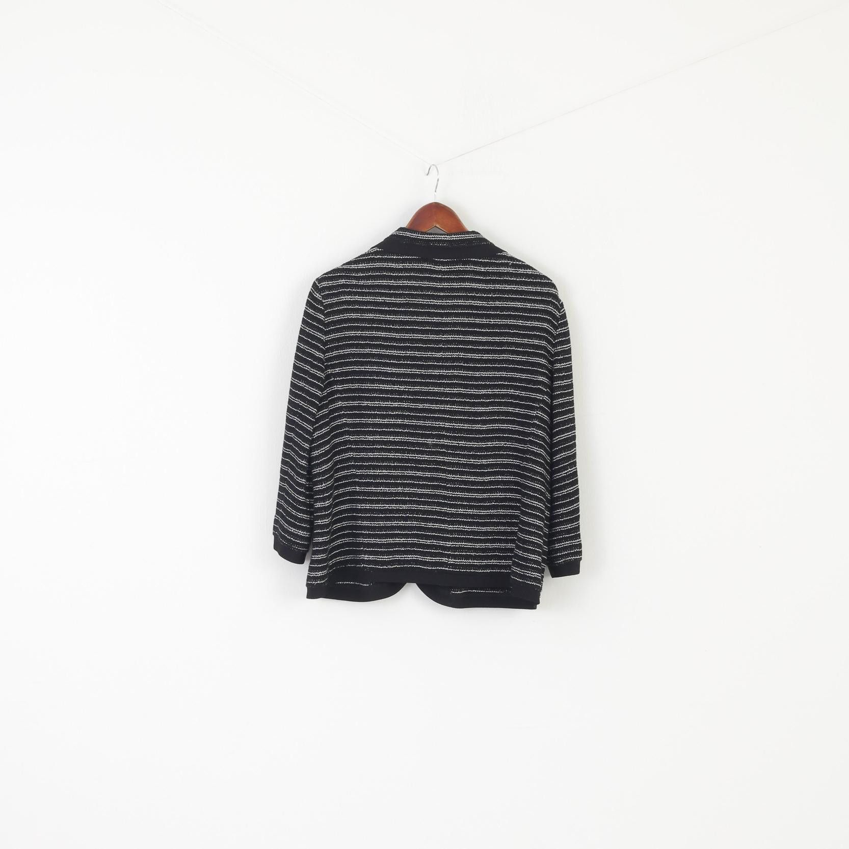 Vintage Giorgio Grati Women 52 XL Cardigan Black Striped 9642 Size XL / US 12-14 / IT 48-50 - 8 Thumbnail