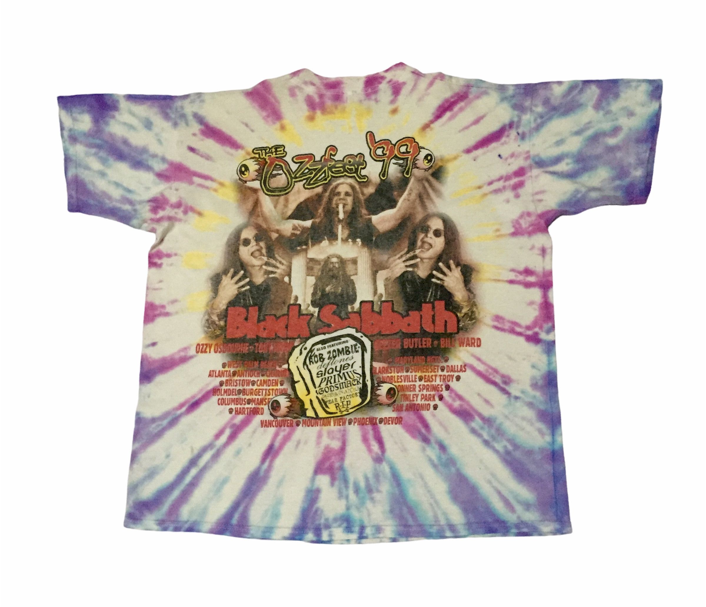 Band Tees VINTAGE 90s BLACK SABBATH OZZ FEST TIE DYE METAL BAND TSHIRT Size US XL / EU 56 / 4 - 9 Thumbnail