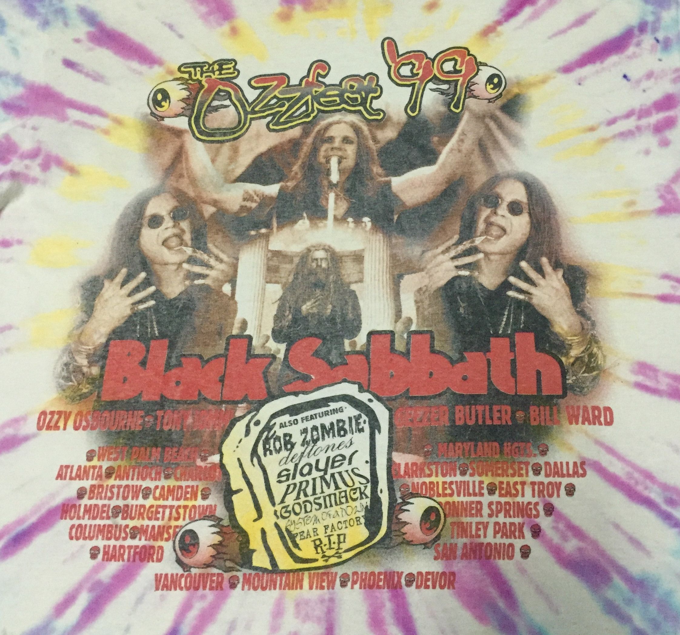 Band Tees VINTAGE 90s BLACK SABBATH OZZ FEST TIE DYE METAL BAND TSHIRT Size US XL / EU 56 / 4 - 10 Thumbnail