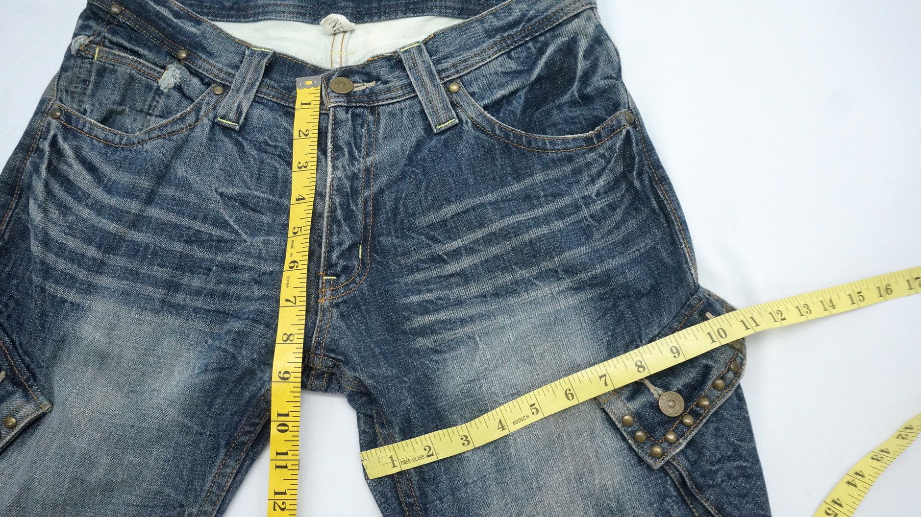 Japanese Brand 🎌Vtg DAILY NEWS Japan Distressed Skinny Flared Cargo Jeans Size US 32 / EU 48 - 11 Thumbnail