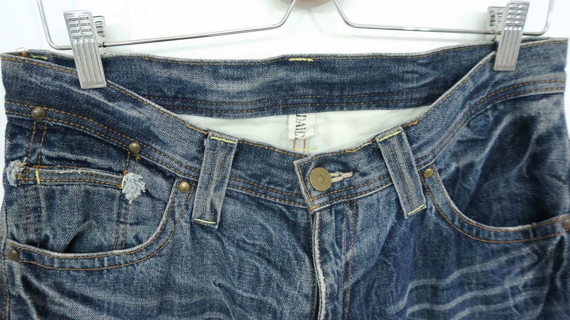 Japanese Brand 🎌Vtg DAILY NEWS Japan Distressed Skinny Flared Cargo Jeans Size US 32 / EU 48 - 7 Thumbnail