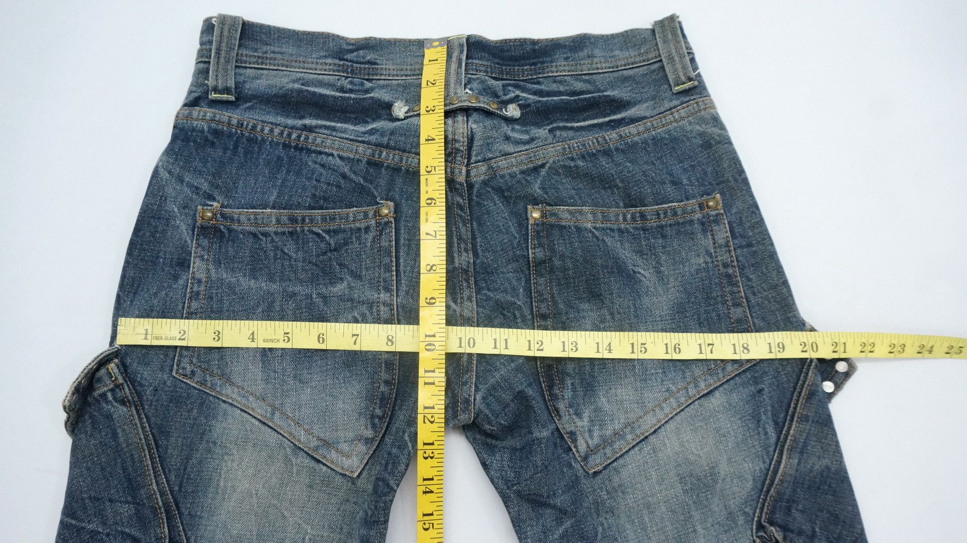Japanese Brand 🎌Vtg DAILY NEWS Japan Distressed Skinny Flared Cargo Jeans Size US 32 / EU 48 - 14 Thumbnail