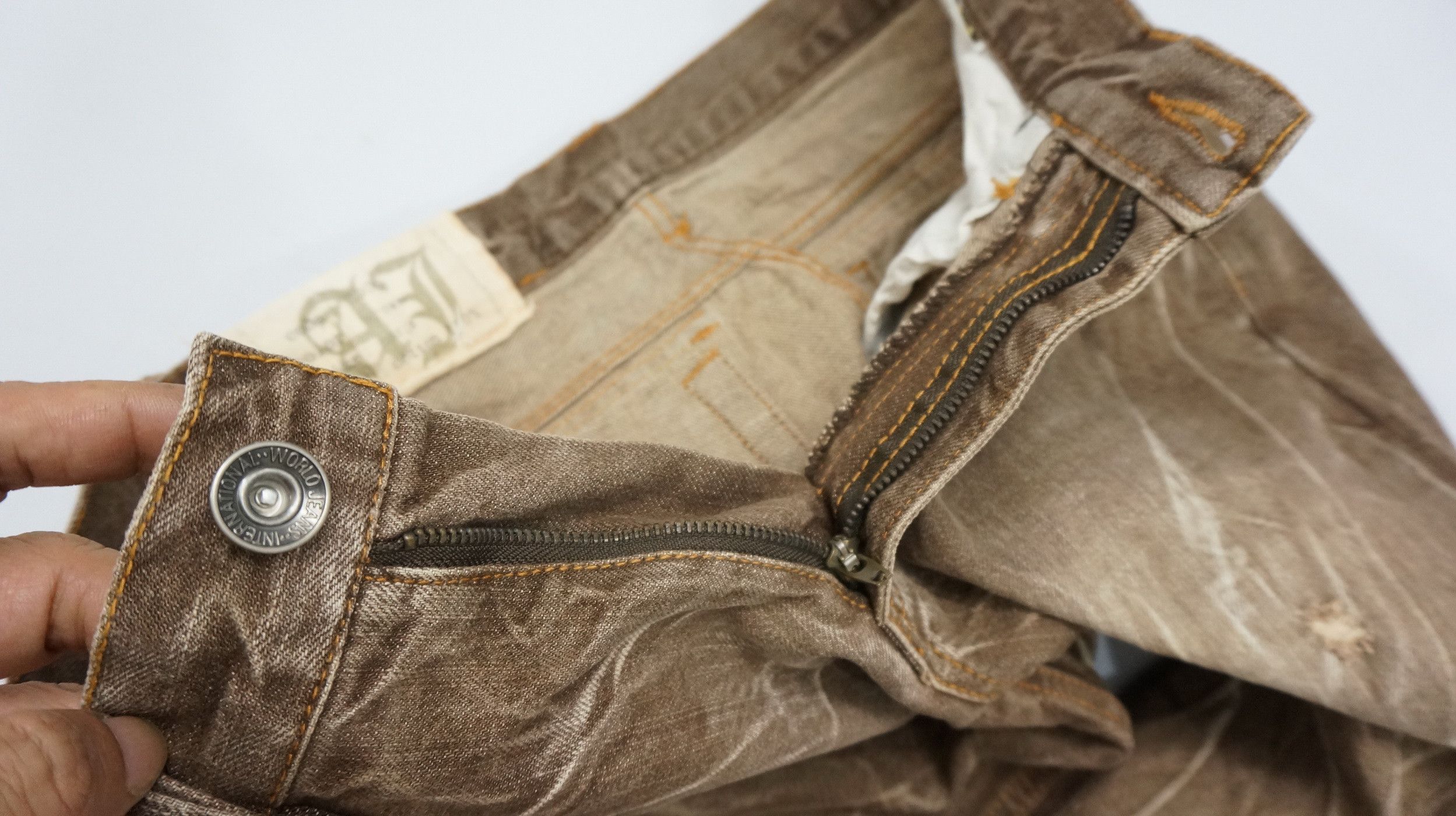 Japanese Brand RARE SICK 🔥 ANTFUI Distressed Ripped Flare Brown Jeans Size US 32 / EU 48 - 18 Thumbnail