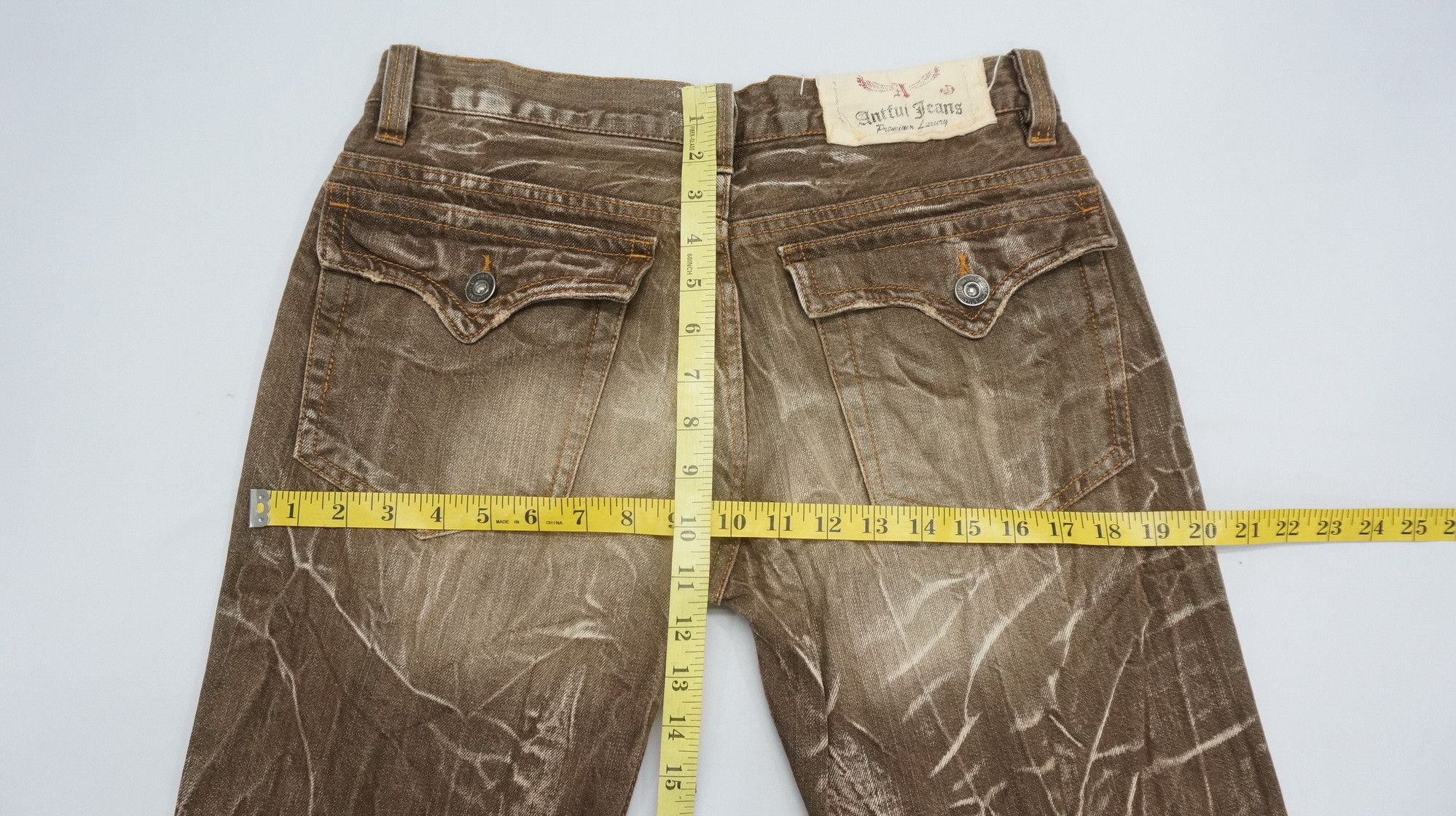 Japanese Brand RARE SICK 🔥 ANTFUI Distressed Ripped Flare Brown Jeans Size US 32 / EU 48 - 14 Thumbnail