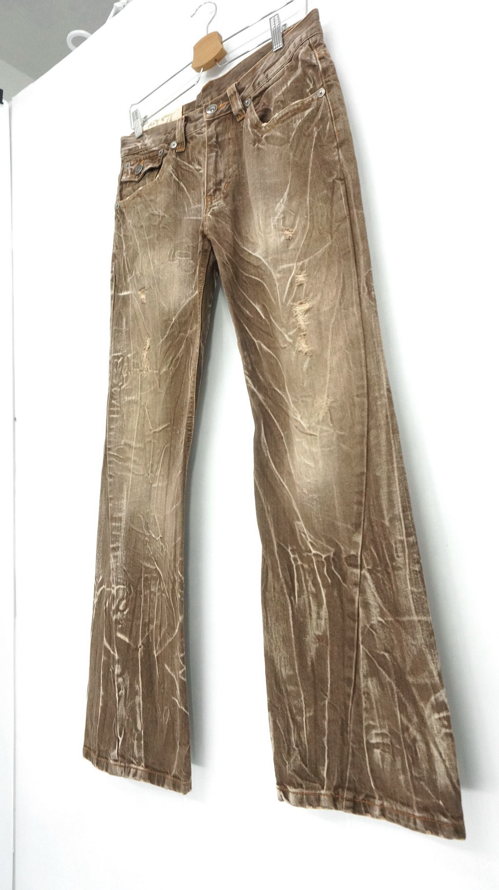image of Distressed Denim x Vintage Sick Antfui Distressed Ripped Flare Brown Jeans, Men's (Size 32)
