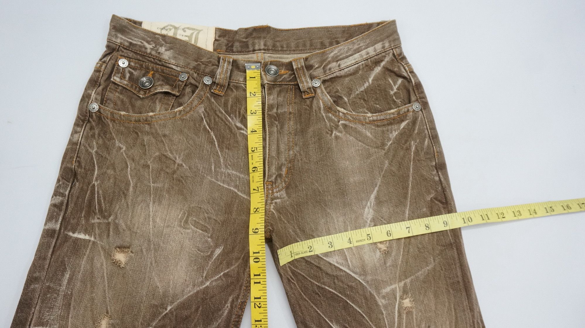 Japanese Brand RARE SICK 🔥 ANTFUI Distressed Ripped Flare Brown Jeans Size US 32 / EU 48 - 12 Thumbnail