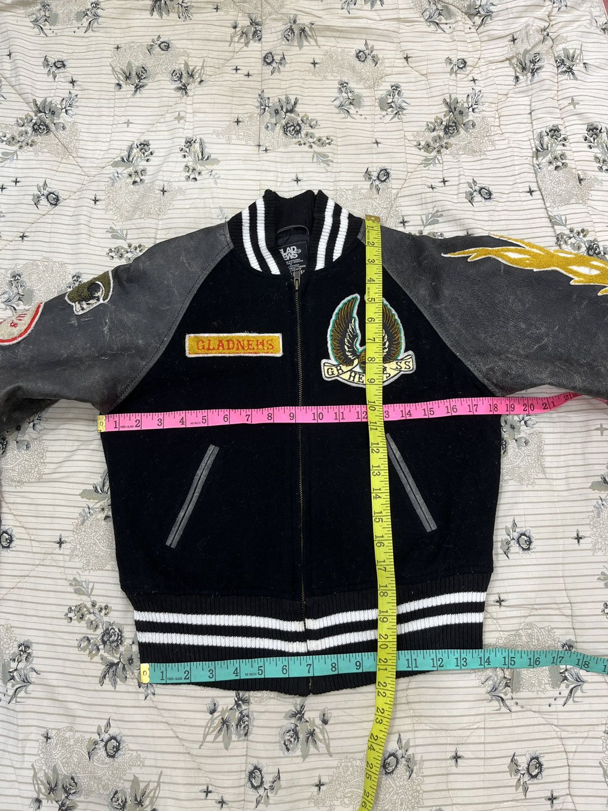 Japanese Brand (Fff). GLAD NEWS VARSITY LEATHER SLEEVE JACKET Size US XS / EU 42 / 0 - 14 Thumbnail