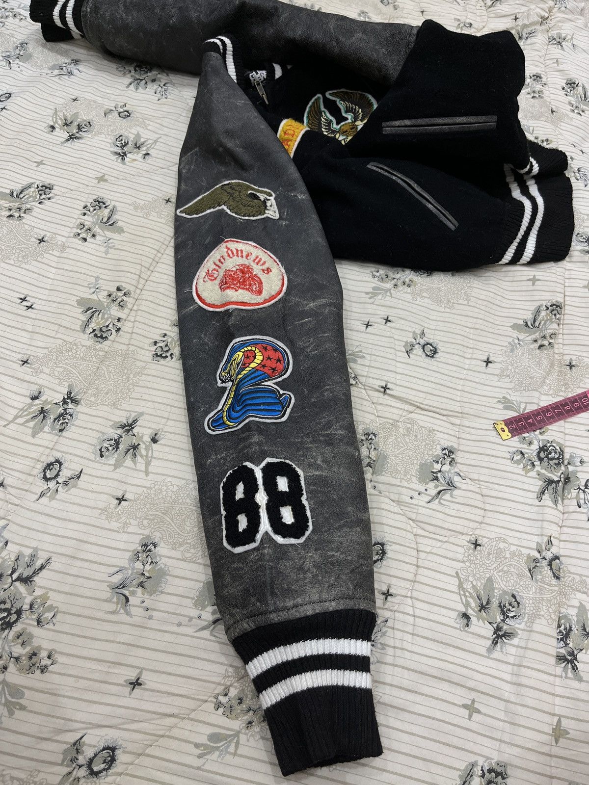 Japanese Brand (Fff). GLAD NEWS VARSITY LEATHER SLEEVE JACKET Size US XS / EU 42 / 0 - 13 Thumbnail