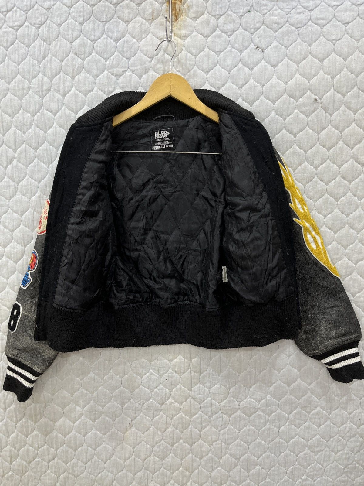 Japanese Brand (Fff). GLAD NEWS VARSITY LEATHER SLEEVE JACKET Size US XS / EU 42 / 0 - 7 Thumbnail