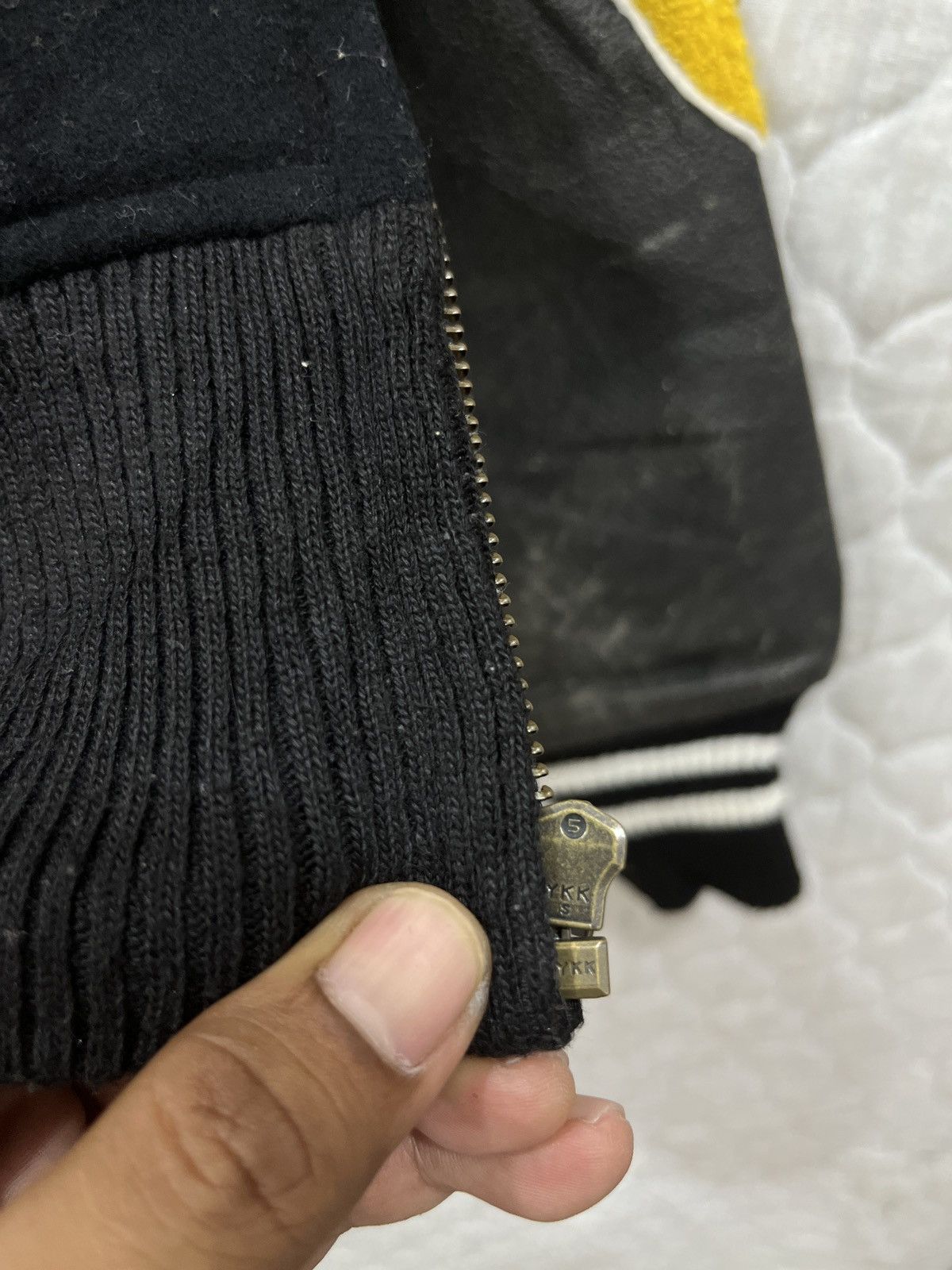 Japanese Brand (Fff). GLAD NEWS VARSITY LEATHER SLEEVE JACKET Size US XS / EU 42 / 0 - 11 Thumbnail