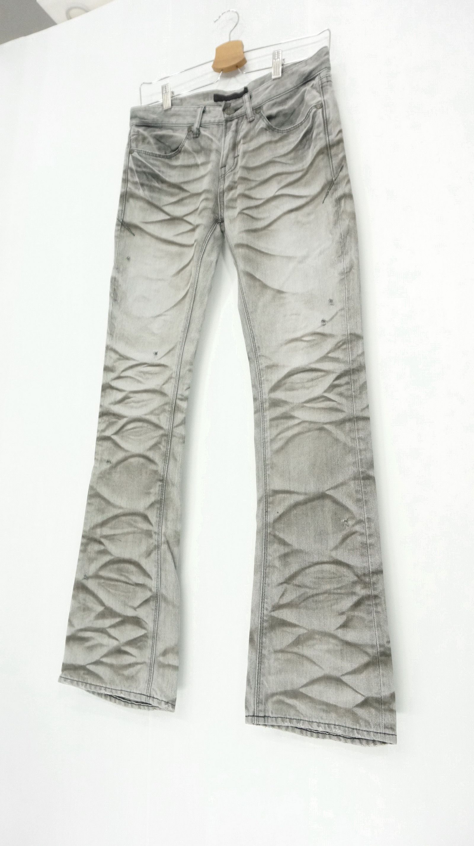 image of Gostar De Fuga Vintage Fuga Smokey Distressed Lowrise Flared Denim in Grey, Men's (Size 29)