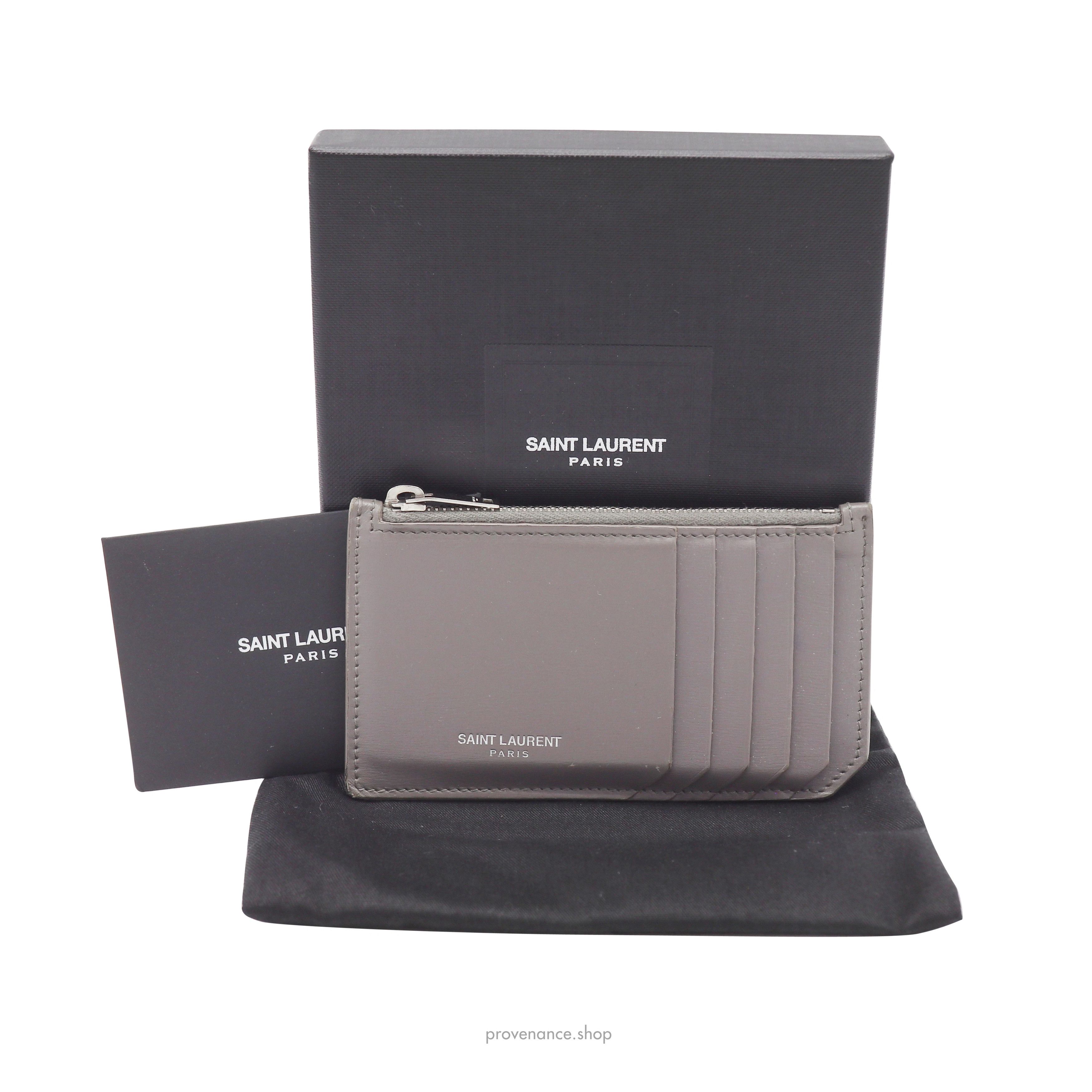 Saint Laurent Black & Gold Leather Quilted Gold Logo Zip Top Card Holder  Wallets — Labels Resale Boutique