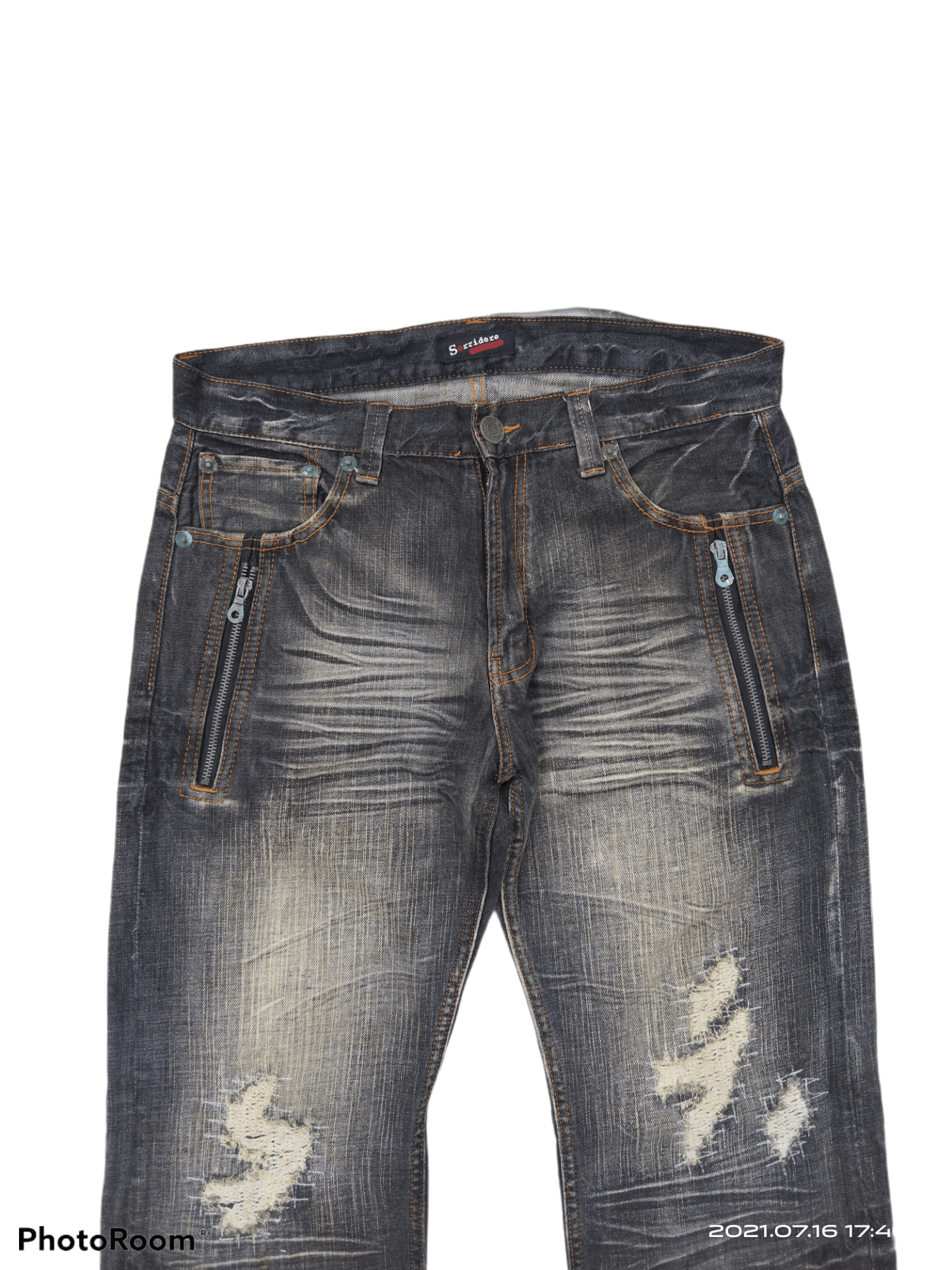 Japanese Brand DISTRESSED WASHED BLACK SORRIDERE DENIM PANTS Size US 33 - 7 Thumbnail