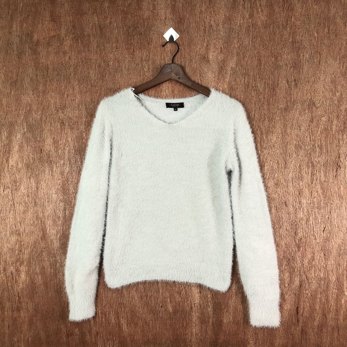 image of Homespun Knitwear Clossri Grey Shag Shaggy Fur Mohair Knitwear 6590, Women's (Size Medium)