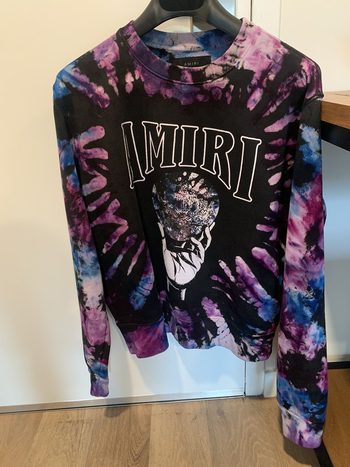 image of Amiri Tie-Dye Crystal Ball Sweatshirt in Black, Men's (Size Small)