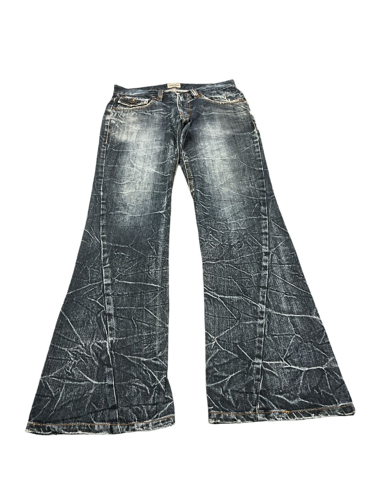 Japanese Brand × Vintage FLARED💥NYLAUS DISTRESSED TWIST DENIM PANT Size US 30 / EU 46 - 2 Thumbnail