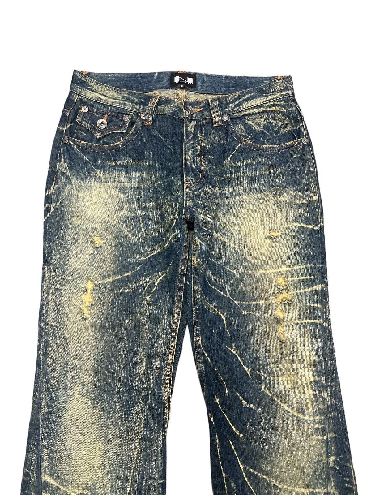 Japanese Brand FLARED💥THRASHED NYLAUS DISTRESSED TWIST DENIM PANT Size US 31 - 3 Thumbnail