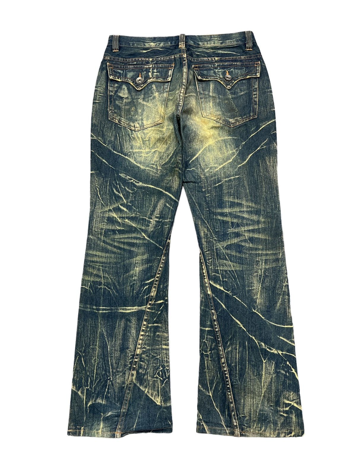 Japanese Brand FLARED💥THRASHED NYLAUS DISTRESSED TWIST DENIM PANT Size US 31 - 6 Thumbnail