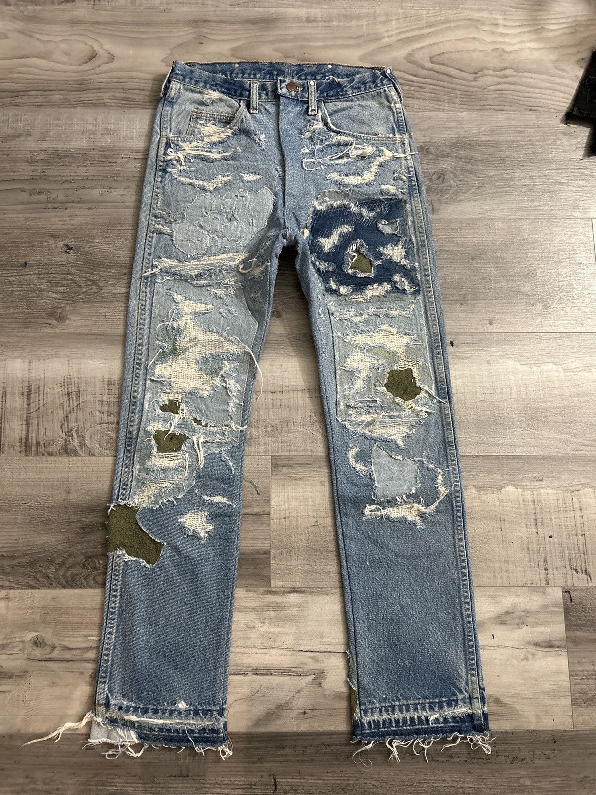 Japanese Brand 1 of 1 Reworked + Repaired Double Knee Denim Size US 31 - 2 Thumbnail
