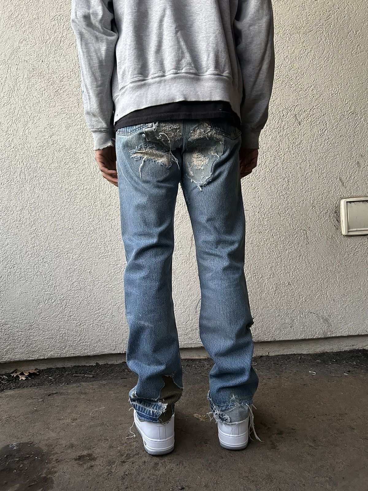 Japanese Brand 1 of 1 Reworked + Repaired Double Knee Denim Size US 31 - 9 Thumbnail