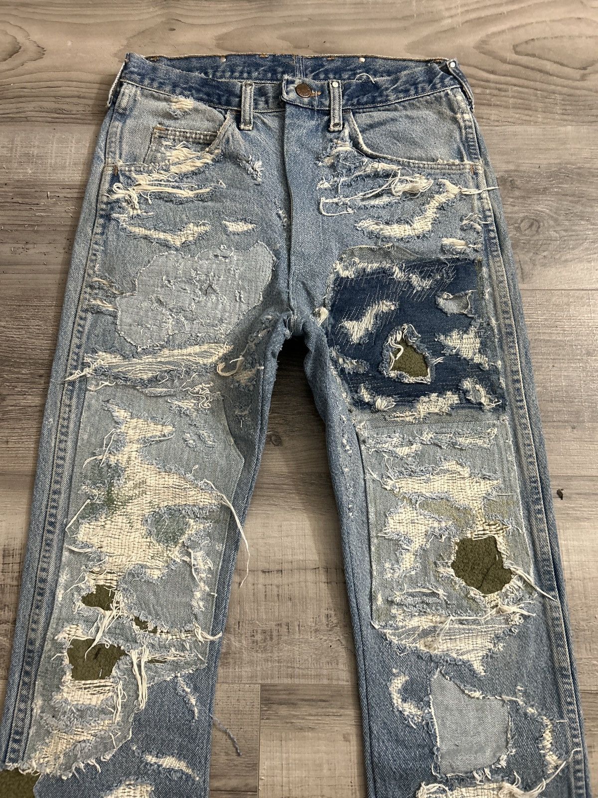Japanese Brand 1 of 1 Reworked + Repaired Double Knee Denim Size US 31 - 1 Thumbnail