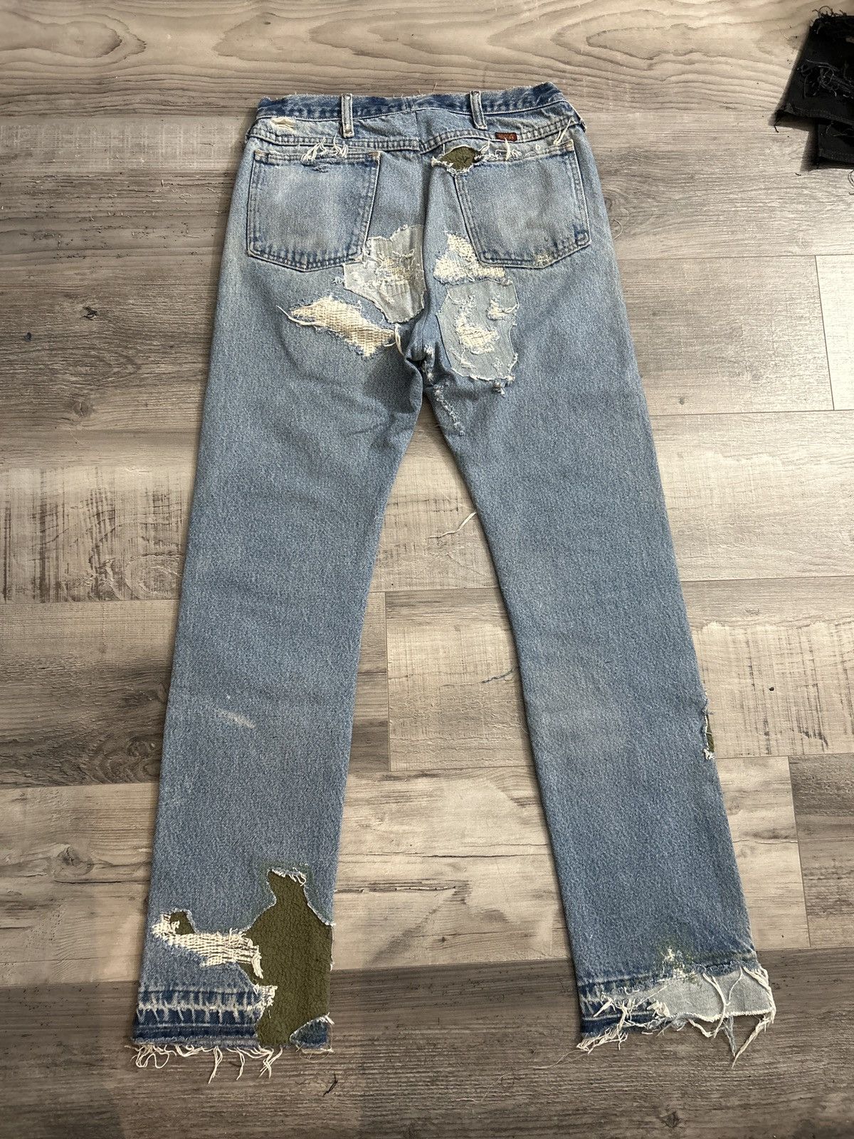 Japanese Brand 1 of 1 Reworked + Repaired Double Knee Denim Size US 31 - 4 Thumbnail