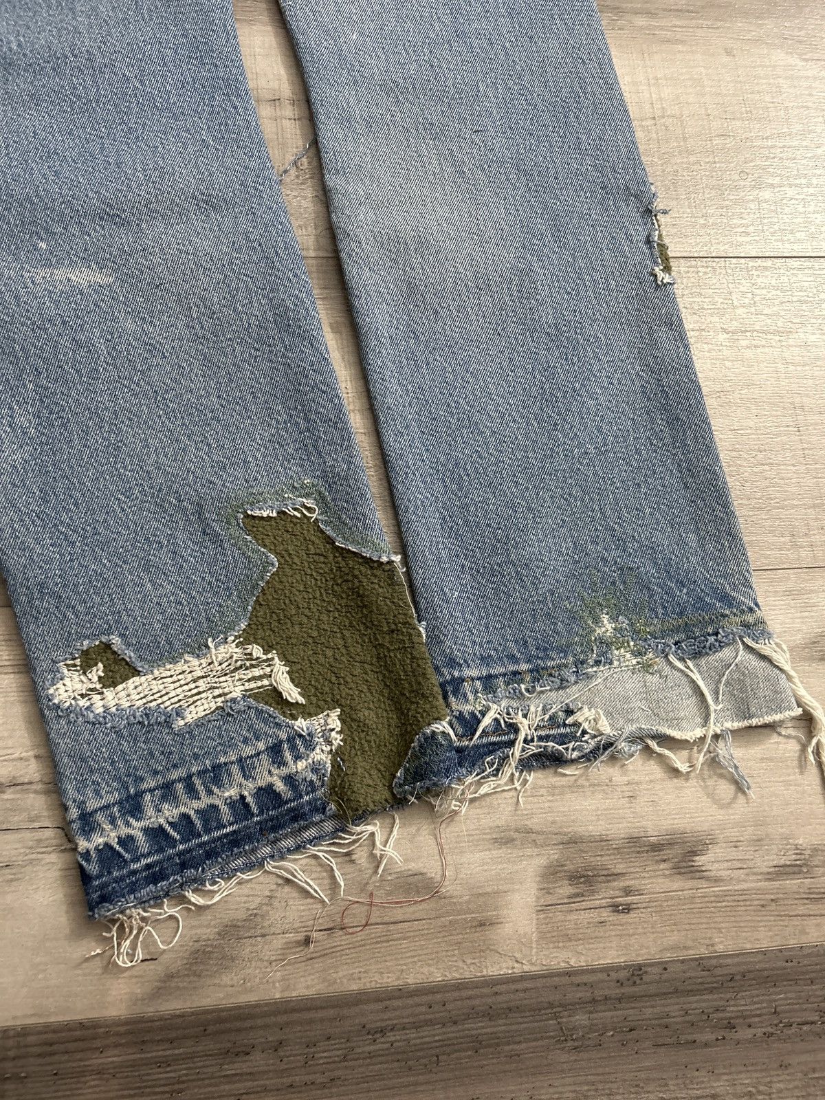 Japanese Brand 1 of 1 Reworked + Repaired Double Knee Denim Size US 31 - 8 Thumbnail