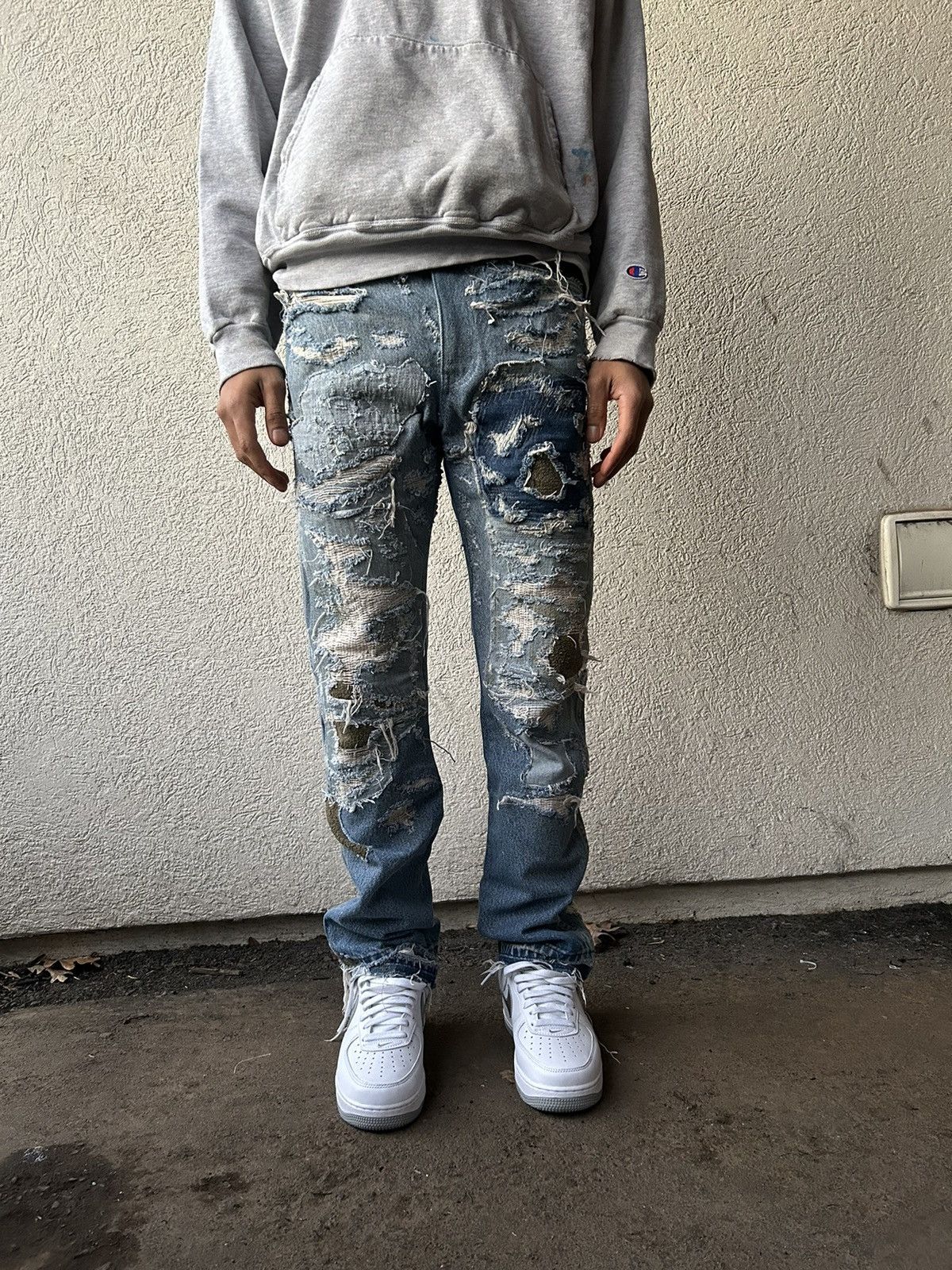 Japanese Brand 1 of 1 Reworked + Repaired Double Knee Denim Size US 31 - 3 Thumbnail