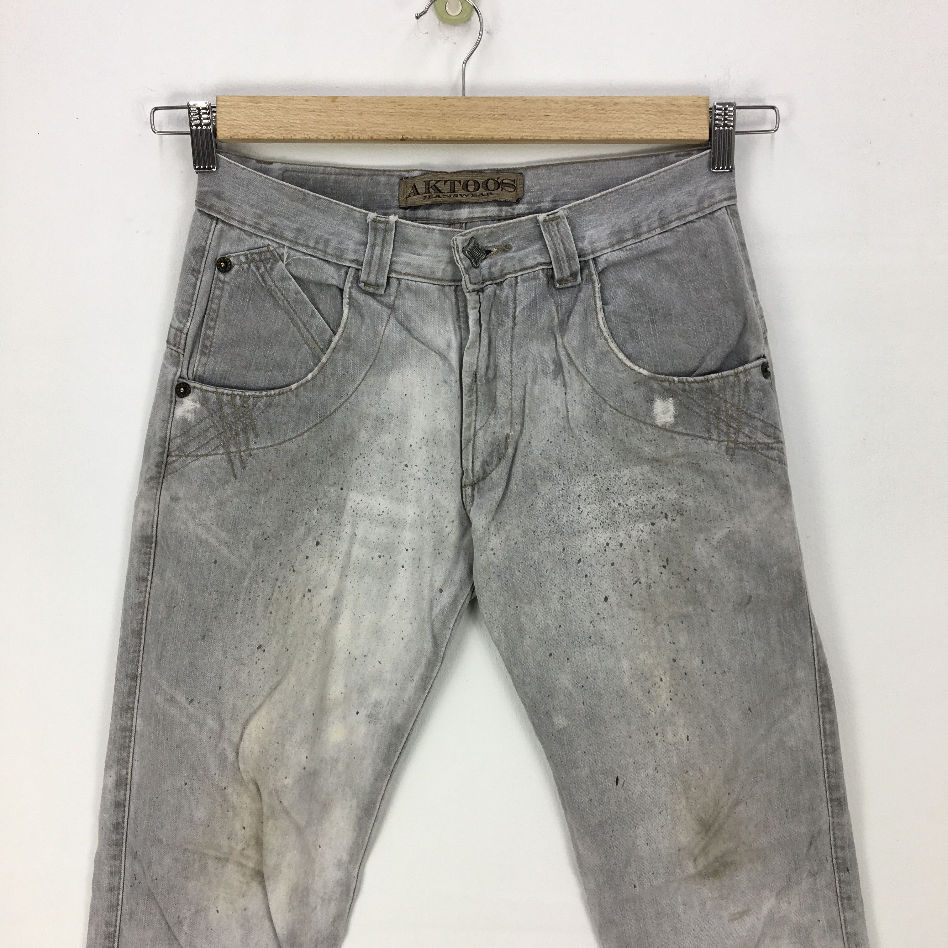 Japanese Brand Aktoos Jeans Paint Splash Pants Japanese Light Wash Denim Size US 30 / EU 46 - 3 Thumbnail