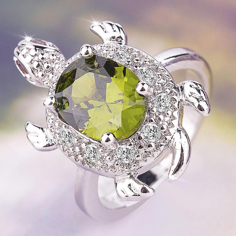 Jewelry Cute Olive Green Turtle Ring Size ONE SIZE - 3 Thumbnail