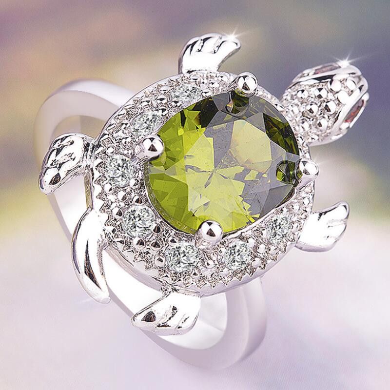 Jewelry Cute Olive Green Turtle Ring Size ONE SIZE - 1 Thumbnail